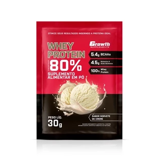 1x 80% WHEY PROTEIN CONCENTRADO Sachês de 30g cada - Growth Suplementos Sorvete de Creme