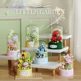 Bloco Flor Caixa De Música Série Montagem Menina Brinquedo Decoração Modelo Presente Do Dia Dos Namorados
