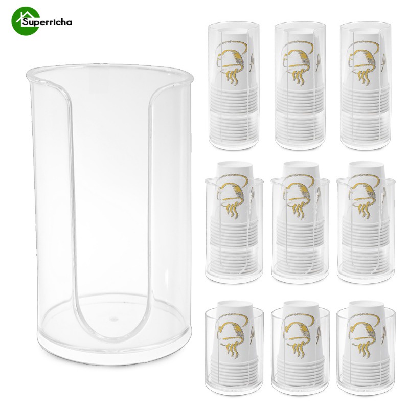 Bancadas De Banheiro Dispensador De Copos De Lavagem Bucal-Porta Papel Acrílico Transparente Descartável Algodão Cosmético-Para Mesa De Maquiagem De Cozinha De Hotel