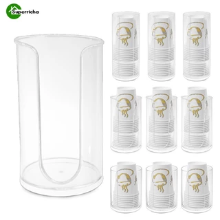 Bancadas De Banheiro Dispensador De Copos De Lavagem Bucal-Porta Papel Acrílico Transparente Descartável Algodão Cosmético-Para Mesa De Maquiagem De Cozinha De Hotel