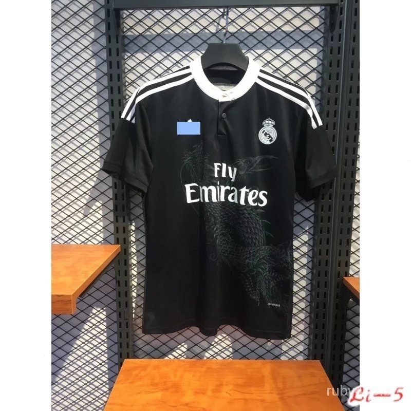 S-2XL]2014-2015 Real Madrid preto fora retrô esporte casual camisa