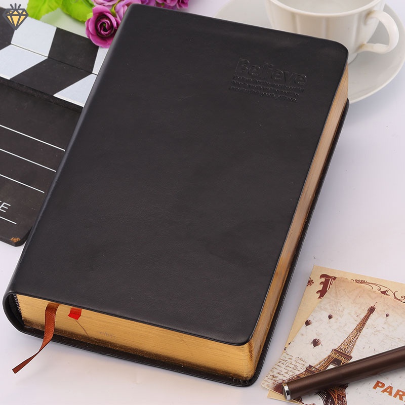 Caderno De Papel Vintage Grosso PU + Diário Bíblico Verde Material De Escritório Frio Preto + Ouro RY