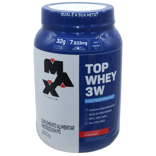 Top Whey 3w Mais Performance Max Titanium 900gr Morango