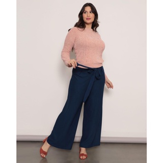Calça Feminina Pantalona Textura Marinho