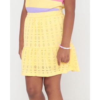 Saia Infantil Babado Malha Laise Amarelo Claro