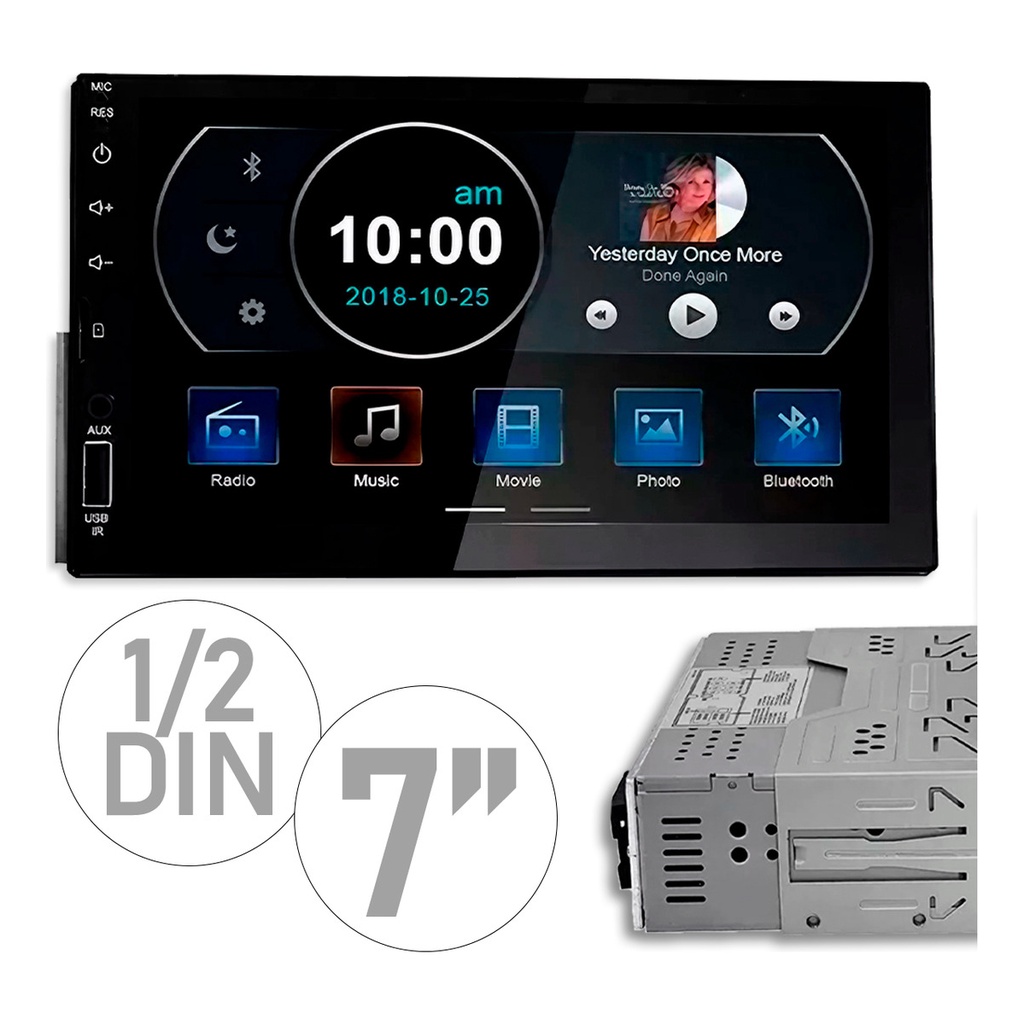 Multimidia MP5 Central 1DIN 7" Polegadas Full TouchScreen Bluetooth ...