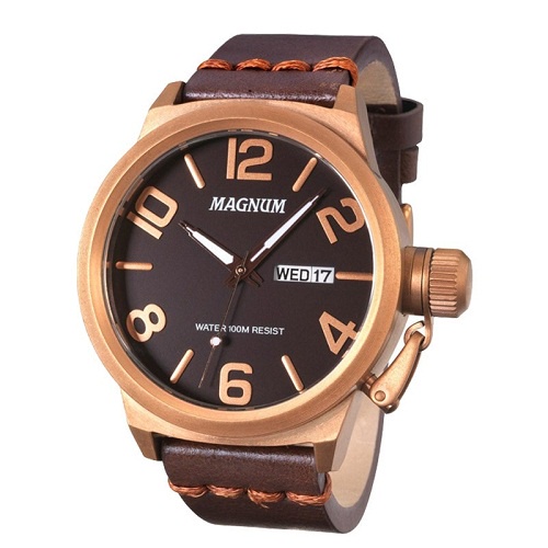 Relógio Magnum Sports MA33399P Pulseira de Couro Preto