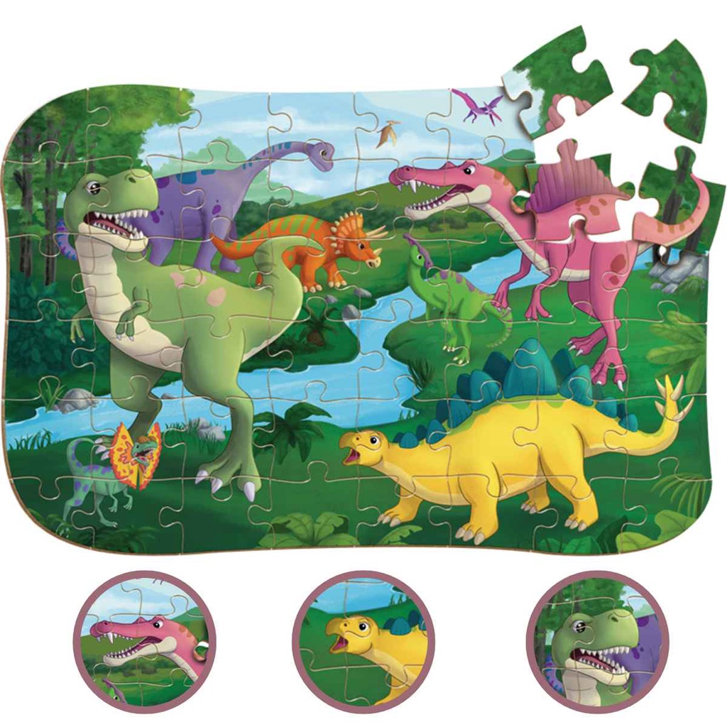 Puzzle de Madeira para Pintar com 5 Marcadores (Dinossauro)