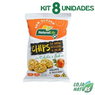 KIT 8 Chips Arroz Integral e Milho Sem Glúten 70g - Natural Life