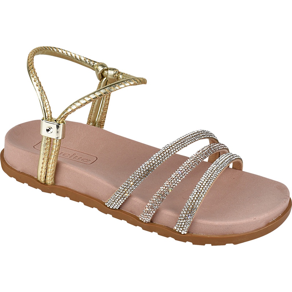 Papete Sandália Strass Brilho Preta Prata Nude Dourada Infantil