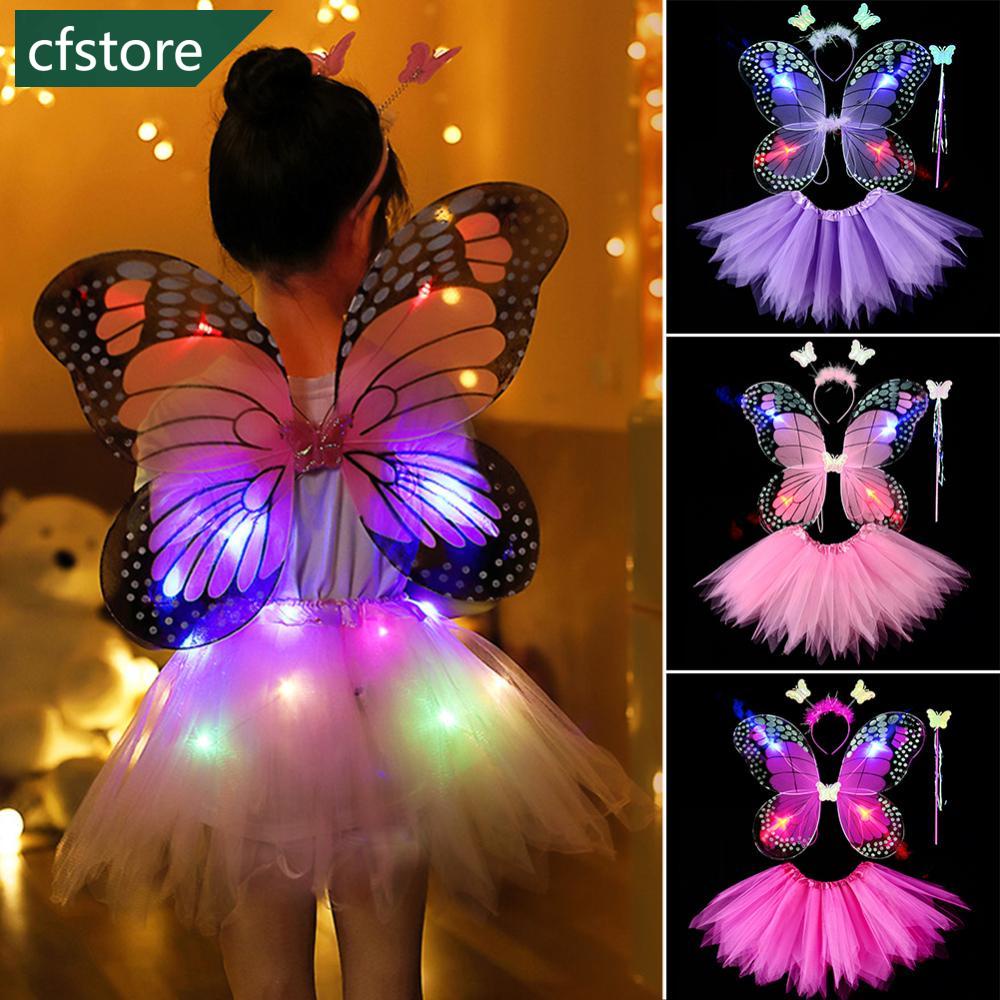 fada para meninas - Trajes fadas infantis Luzes B,4 peças luzes mágicas,  pacote asfada, acessórios cosplay varinhborboleta para festas à fantasia  Vestido Weeyutix