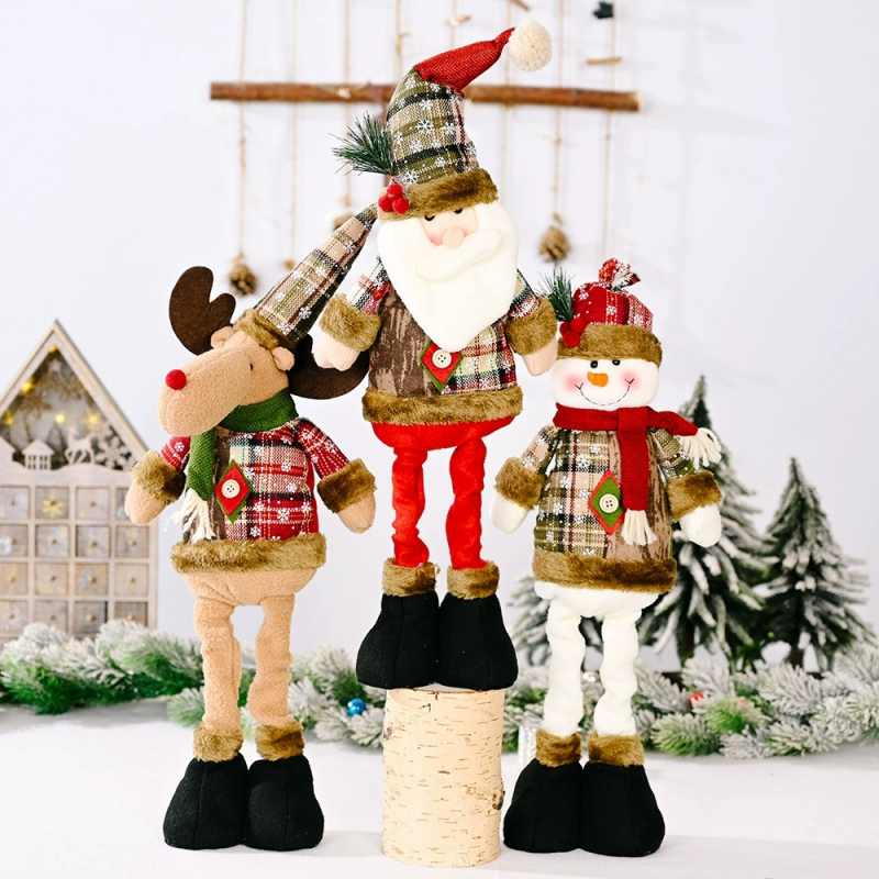 1pc Tecido Xadrez Floco De Neve Telescópico Boneca, Decoração De Natal  Retrô Hotel Shopping, Enfeite Fofo, Ornamento De Decoração De Casa Sala De  Estar Bar Café, Decoração De Quarto