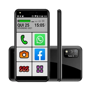 Smartphone Celular do Idoso Positivo com Letra e Ícones Grandes 64gb Dual Tela Grande 5.5