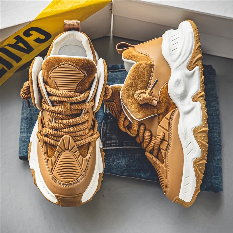 2023 Outono novo sapatos casuais de fundo grosso para homens jovens tendências moda tênis ao ar livre