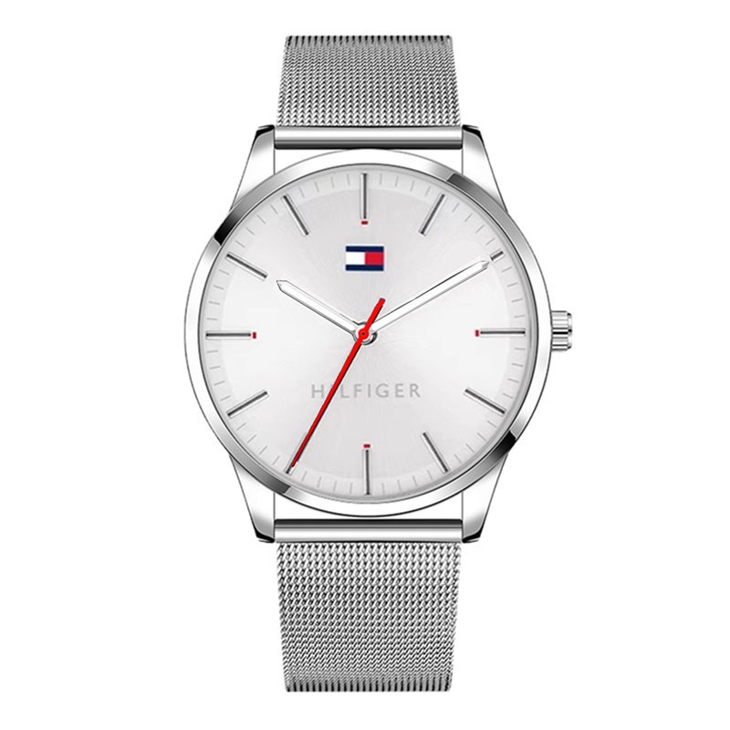 2023 Top Brand Hilfiger Nova Moda Simples De Aço Inoxidável Relógio Casual De Quartzo Em Malha De Prata
