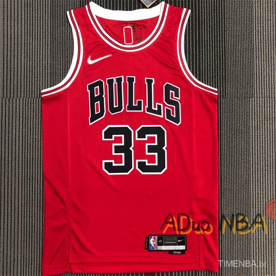 75th Anniversary Hot pressed Camisa Chicago Bulls #33 Scottie Pippen NBA Red Swingman Icon Edition De Basquete Jersey