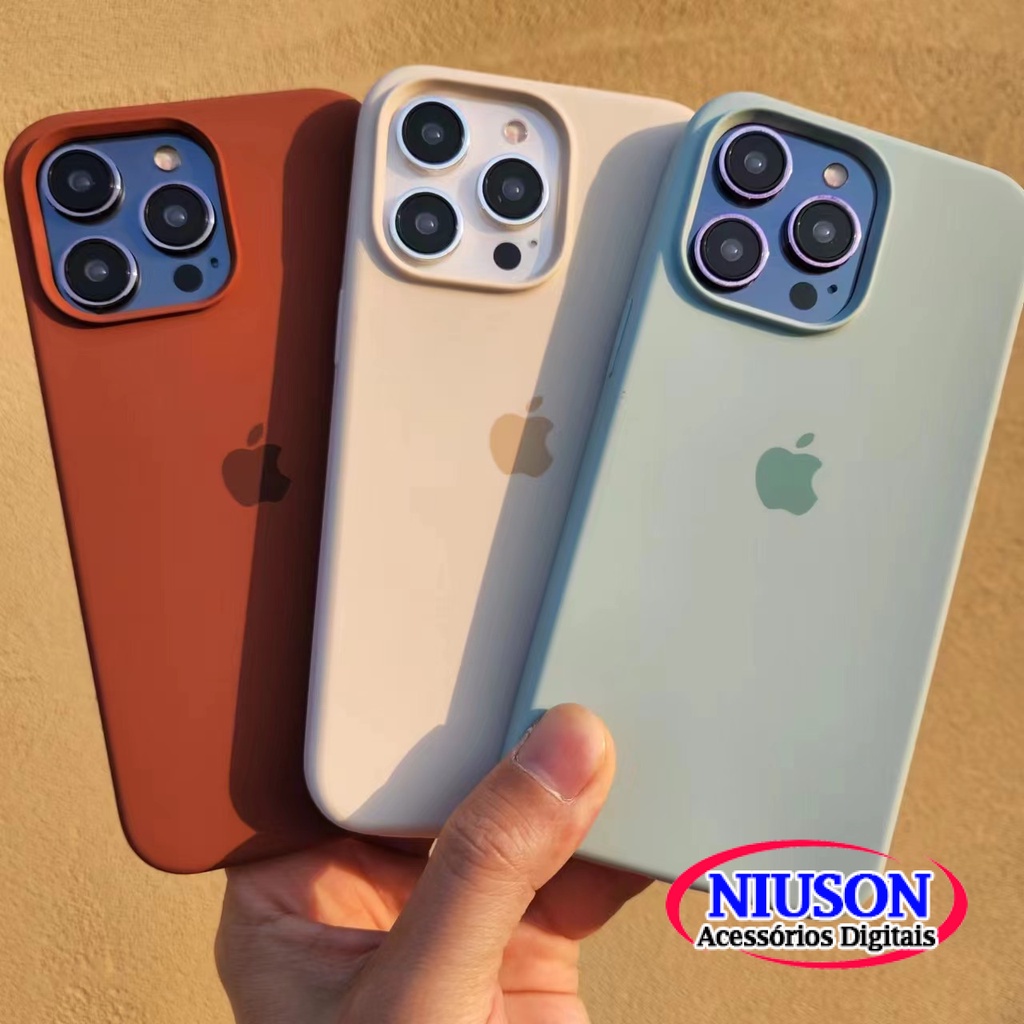 Capa De Silicone Original De Luxo Para iPhone 15 14 13 12 11 Pro Max Plus Oficial