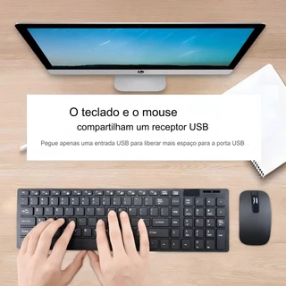 Kit Teclado E Mouse Wireles Sem Fio Usb Computador Notebook