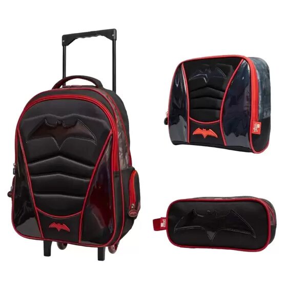 Kit Mochila de Carrinho + Lancheira + Estojo 3D Bat - YINS