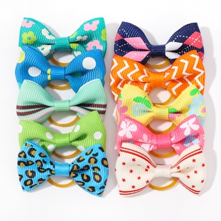 10PCS Pequena Impressão Bowknot Girls Baby Hair Accessories Princess Headwear Kids Bandas De Cabelo Elásticas Para Crianças Recém-Nascidas Cordas Presente