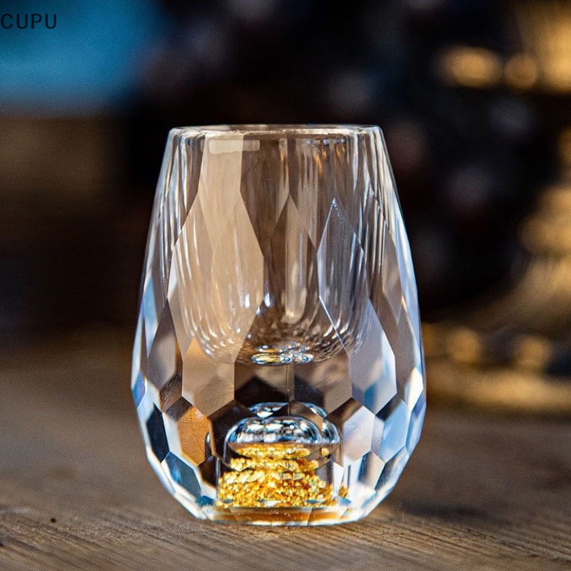 cu Crystal Glass Vodka Sake Shochu Bar Liqueur Duplo Fundo De Vidro Folha Chávena De Chá High-end Gifts Hard Liquor br