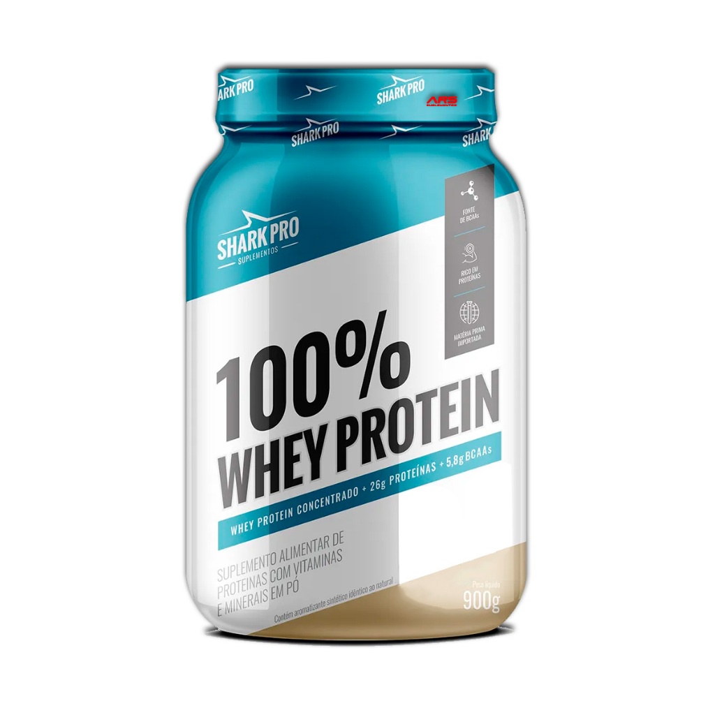 Whey Protein 100% Concentrado 900g Pote – Shark Pro