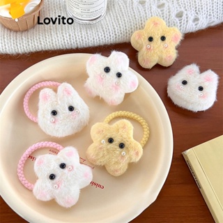 Lovito Bonito Dos Desenhos Animados Estrela Pérolas Coelho De Pelúcia Feminino Coração Laços De Cabelo Para Mulheres LFA11493
