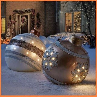 60cm Bola De Brinquedo Ornamento De Natal Bola Diversão Ao Ar Livre Impresso Pvc Brinquedo Inflável Bola Artesanato Feriado Quintal Dança Festa Decoração Mitra