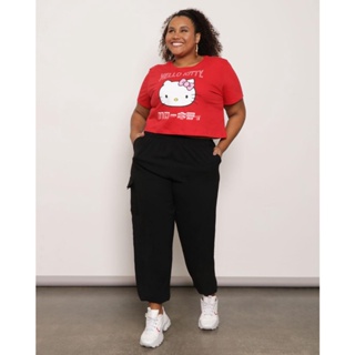 Calça Plus Size Feminina Jogger Bolso Cargo Preta