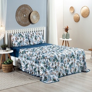 Jogo de Cama 04Pçs Com Viés Estampado Geométrico Queen, Padrão, King Algodão 100% Algodão