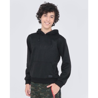 Blusão Juvenil Moletom Capuz Preto