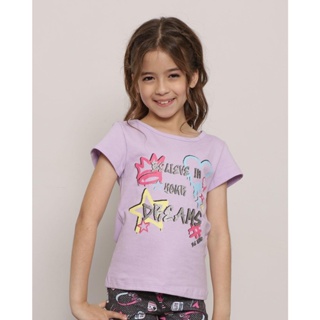 Camiseta Infantil Manga Curta Believe In Your Dreams Lilás