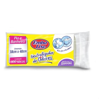 Saco Lixo Embalixo Neutralizador Odores Lavanda Banheiro 100Sacos