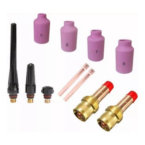 Kit Bocal Cerâmico Gás Lens, Tig Difusor, Gás Lens, Pinça , Capa