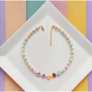 Colares chocker pérolas coloridas miçangas de frutas colar de pérolas infantil