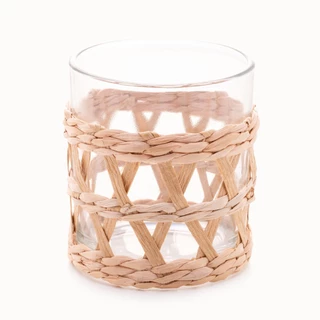Conjunto De 4 Copos Baixos De Vidro Com Sisal 320Ml - Wolff