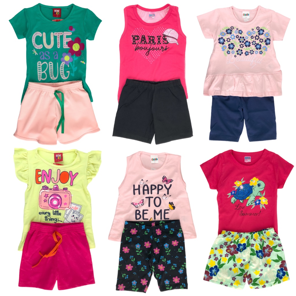 Kit 06 pçs Roupa Infantil Menina 03 Conjuntos Criança Feminino | Shopee ...