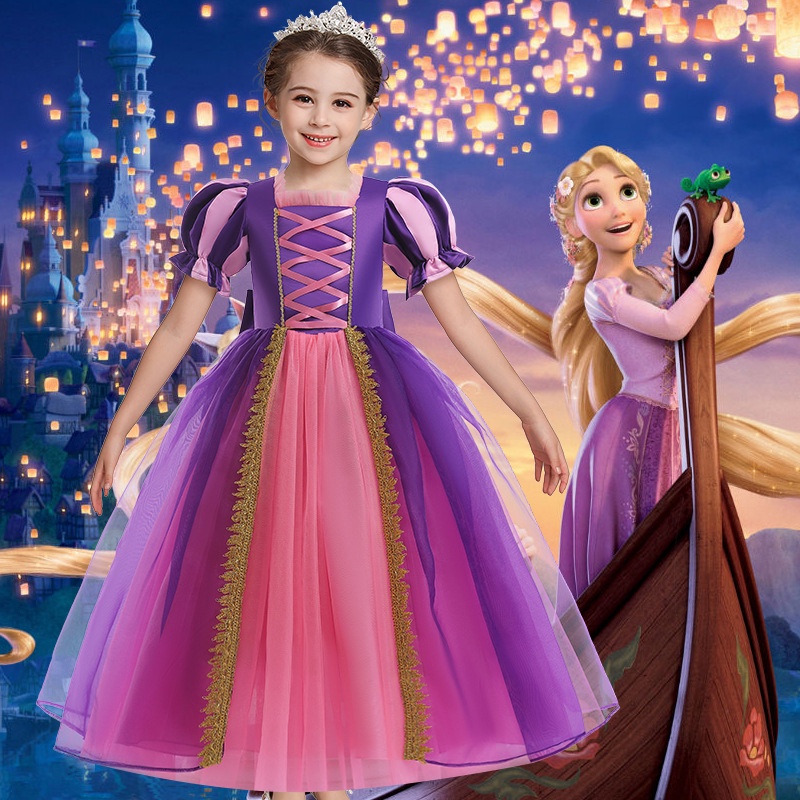Vestido Infantil Lilás Rapunzel Princesa Sofia Aniversário Daminha