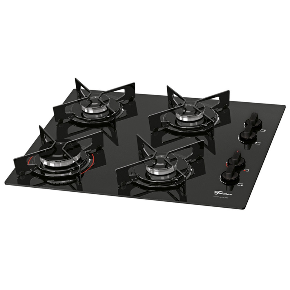 Cooktop 4 Bocas Fischer 4Q Fit Line Preto Bivolt