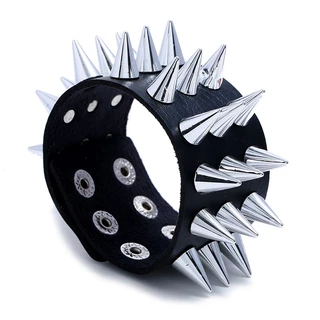 Pulseira de Espinhos Unissex Punk Rock de Couro Regulável