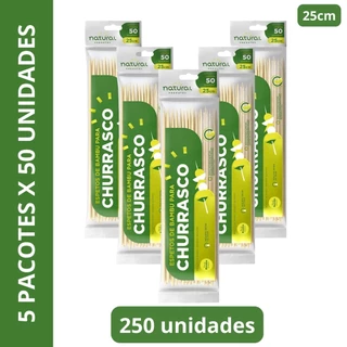 Pacote com 250 palitos de bambu espeto p/ churrasco 25cm ou 30cm