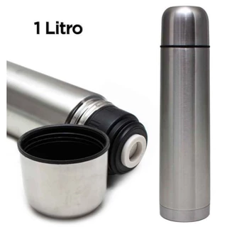 Garrafa Térmica Inox 1 Litro Quente Frio Café Água Até 24h Gelado e 12h Quente