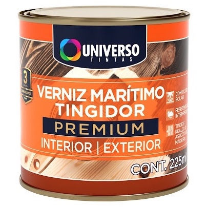 Verniz Para Madeira Marítimo Tingidor Premium 1/16 225ml Interior/Exterior - Universo (Escolha a Cor)