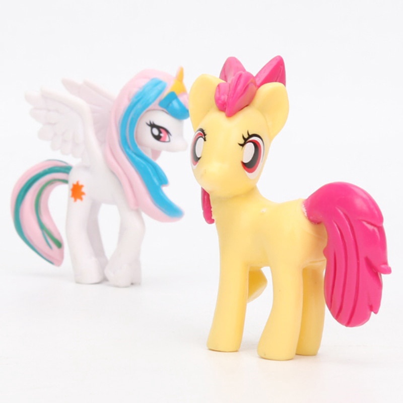 12pcs/set My Little Pony Figuras 5-7cm Mini Arco-Íris Dash