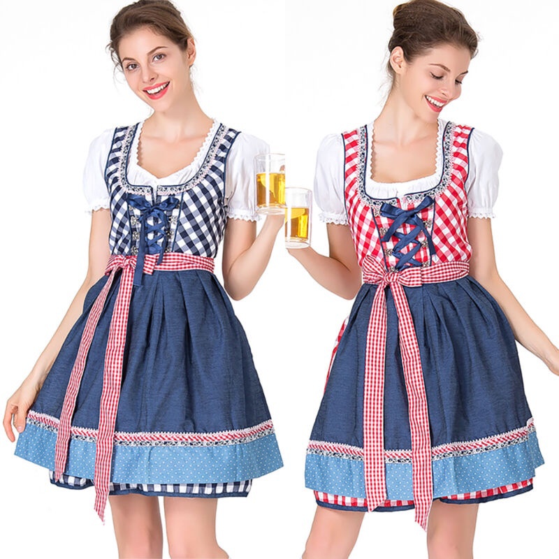 Mulheres Plain Oktoberfest Vestido Traje Cerveja Alemã Férias Roupa ...
