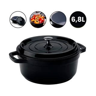 Cacarola Redonda Preta 29,5Cm 6,8L Hercules PA9000-28PR