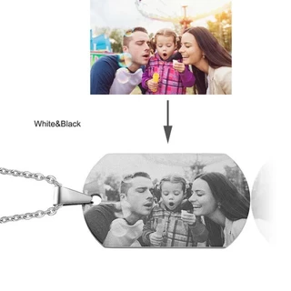 Vnox Personalizar Foto Personalizada Mulher Inicial Homem Colar Pingente Cão Tag Presente De Aniversário De Casamento Jóias De Aço Inoxidável