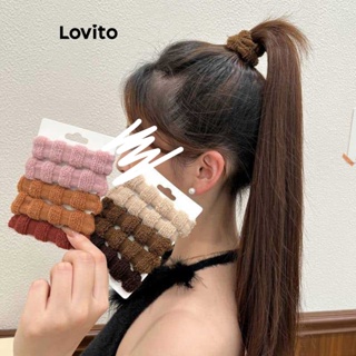 Lovito Casual Liso Enlatado Durável Boa Elasticidade Multicolorido Conjuntos De Tricô De Lã Sem Traços Laços De Cabelo Para Mulheres LFA11392