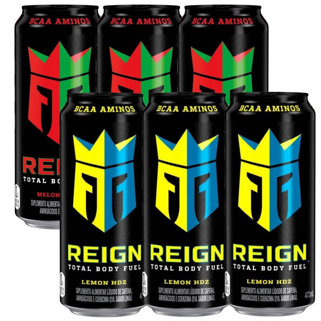 Kit Suplemento Energético Reign 3un Lemon HDZ + 3un Melon Mania Lata ...