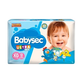 Fralda Descartável Babysec Ultra Jumbinho Galinha Pintadinha Tamanho XG - 8 Pacotes com 12 Fraldas - Total 96 Tiras